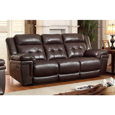 Homelegance Anniston Sofa, Double Recliner, Leather In Dark Brown Airehyde