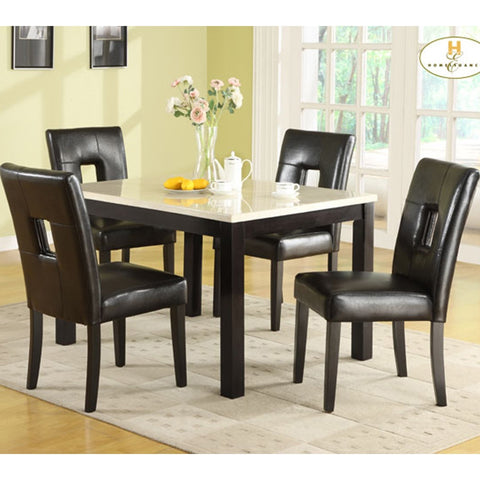 Homelegance Archstone 48 Inch Dining Room Set w/ Black Chairs