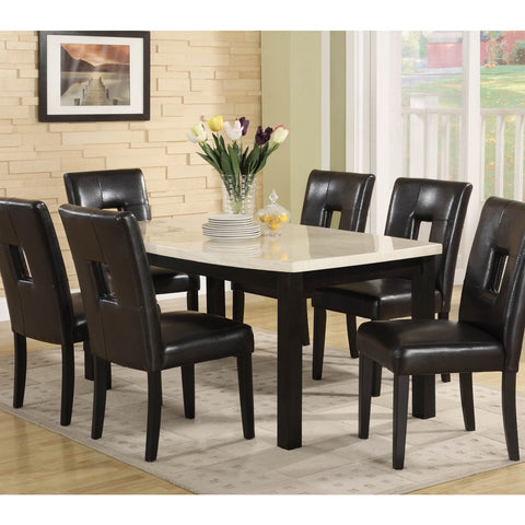 Homelegance Archstone 7 Piece 60 Inch Dining Room Set w/ Black Chairs