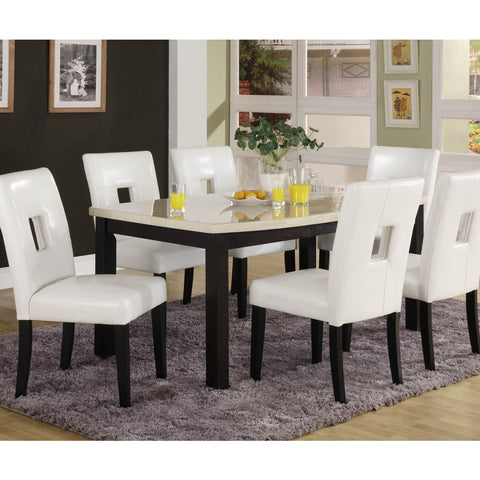 Homelegance Archstone 7 Piece 60 Inch Dining Room Set w/ White Chairs