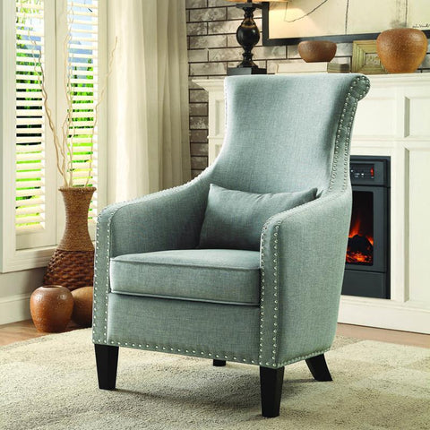 Homelegance Arles Accent Chair w/Kidney Pillow in Grey