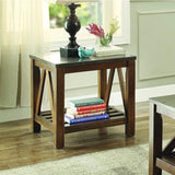 Homelegance Ashby 3 Piece Coffee Table Set w/Bluestone Marble Top in Oak