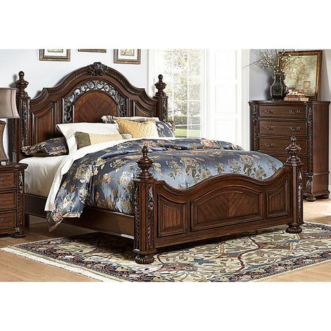 Homelegance Augustine Court Bed In Brown Cherry Finish