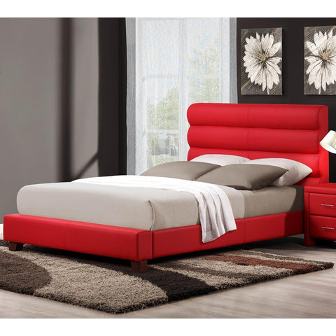 Homelegance Aven Upholstered Platform Bed in Red Bi-Cast Vinyl