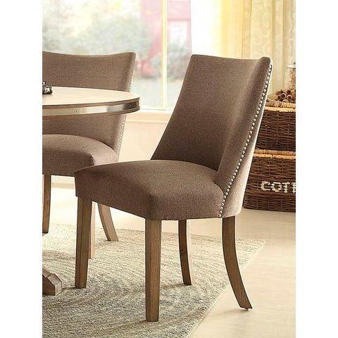 Homelegance Beaugrand Fabric Side Chair In Light Oak / Grey Fabric W / Brown Tone