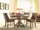 Homelegance Beaugrand 5 Piece Dining Set In Light Oak / Grey Fabric W / Brown Tone