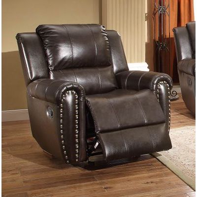 Homelegance Bosworth Glider Recliner Chair In Dark Brown Genuine Top Grain Leather Match
