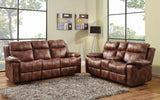 Homelegance Brooklyn Heights Double Glider Reclining Loveseat w/ Center Console in Brown Microfiber