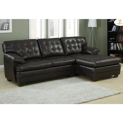 Homelegance Brooks 2 Piece Sectional Sofa in Rich Dark Brown Leather