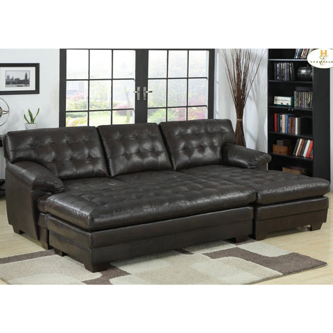 Homelegance Brooks 3 Piece Sectional Sofa in Rich Dark Brown Leather