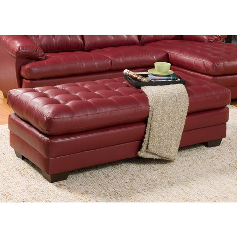 Homelegance Brooks Ottoman in Red Leather