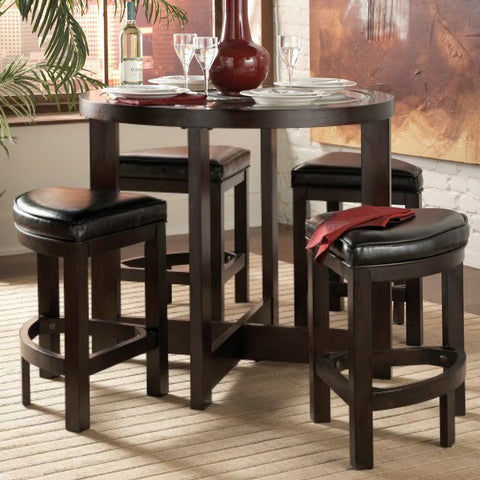 Homelegance Brussel 5 Piece Round Counter Dining Room Set in Cherry