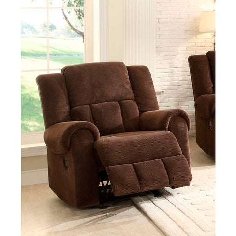 Homelegance Bunker Chair Glider Recliner In Chocolate Polyester