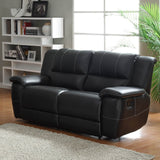Homelegance Cantrell Double Reclining Loveseat in Black Leather