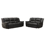 Homelegance Cantrell Double Reclining Sofa in Black Leather