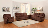 Homelegance Cardwell Double Glider Recliner Ls With Console In Chocolate Fabric