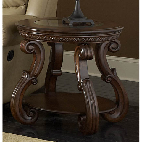 Homelegance Cavendish Round End Table w/ Glass Insert