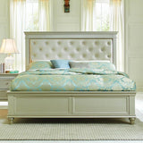 Homelegance Celandine 4 Piece Platform Bedroom Set w/Upholstered Headboard in Silver
