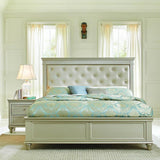 Homelegance Celandine Platform Bed w/Upholstered Headboard in Silver