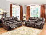 Homelegance Center Hill 2 Piece Living Room Set in Brown Leather