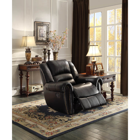 Homelegance Center Hill Glider Reclining Chair in Black Leather