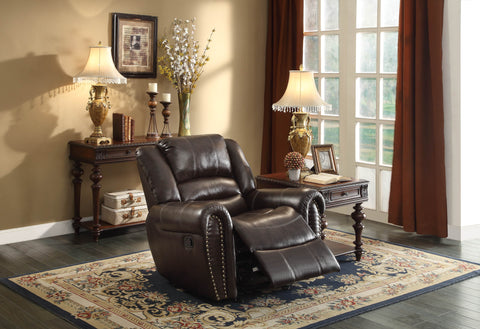 Homelegance Center Hill Glider Reclining Chair in Brown Leather