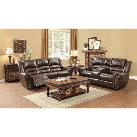 Homelegance Center Hill Love Seat & Sofa In Dark Brown Bonded Leather Match