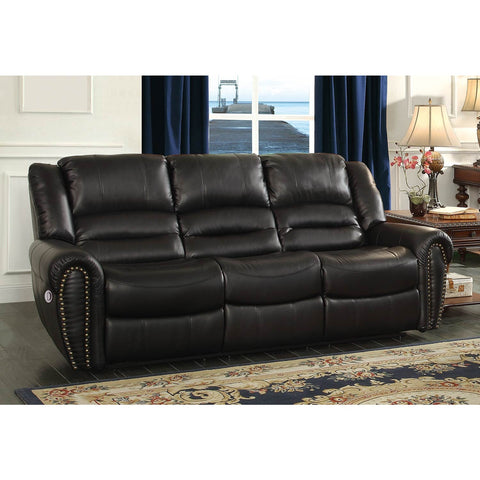 Homelegance Center Hill Power Reclining Sofa In Black Bonded Leather Match