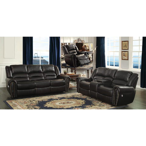Homelegance Center Hill Three Piece Sofa Set In Black Bonded Leather Match