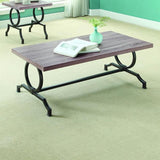 Homelegance Chama 2 Piece Faux Wood Top Coffee Table Set in Weathered Oak & Black