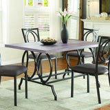 Homelegance Chama Faux Wood Top Dining Table in Chocolate Brown