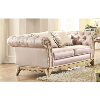 Homelegance Chambord Love Seat, Imitation Silk Fabric In Opulent Mix Of Silver And Gold Hues
