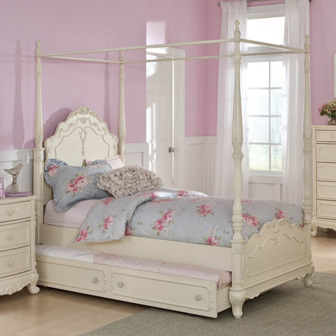 Homelegance Cinderella Canopy Poster Bed in Antique White