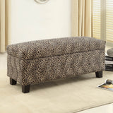 Homelegance Clair Lift-Top Storage Bench in Leopard Fabric