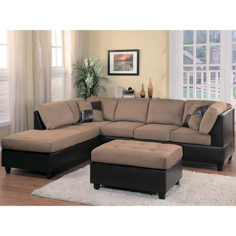 Homelegance Comfort Living Sectional Sofa in Brown & Dark Brown