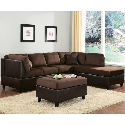 Homelegance Comfort Living Sectional Sofa in Chocolate & Dark Brown