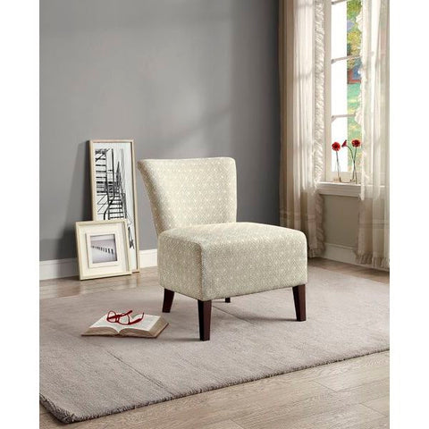 Homelegance Cotati Accent Chair In Medium Blue Pattern Over Cream Colored Fabric