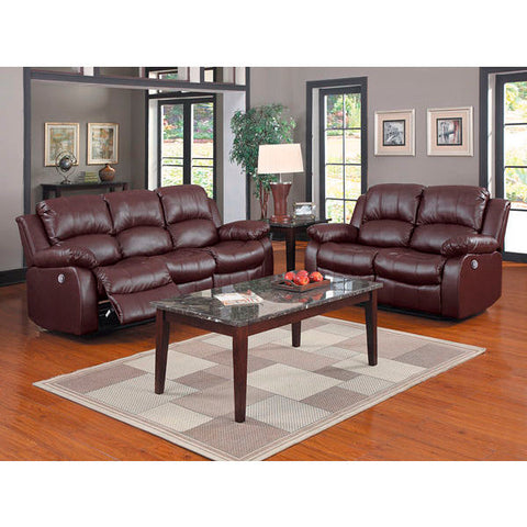 Homelegance Cranley Love Seat & Sofa In Brown Bonded Leather Match