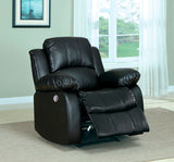 Homelegance Cranley Power Recliner Chair In Black Bonded Leather Match