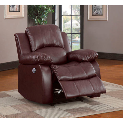 Homelegance Cranley Power Recliner Chair In Brown Bonded Leather Match