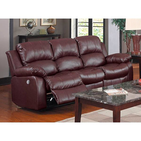 Homelegance Cranley Power Recliner Sofa In Brown Bonded Leather Match