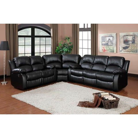 Homelegance Cranley Three Piece Sofa Set In Black Bonded Leather Match