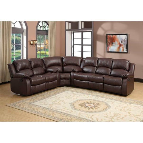 Homelegance Cranley Three Piece Sofa Set In Dark Brown Bonded Leather Match