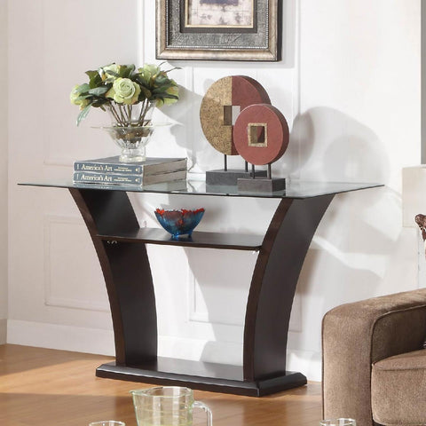 Homelegance Daisy Glass Top Sofa Table in Espresso