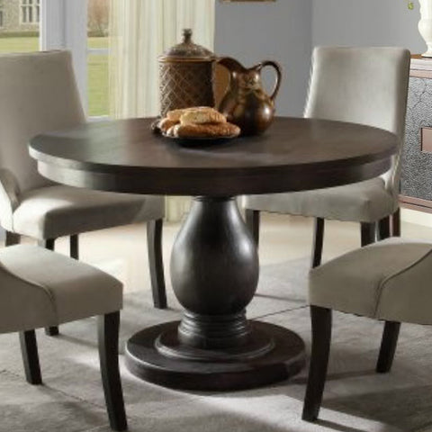Homelegance Dandelion Round Pedestal Dining Table in Distressed Taupe
