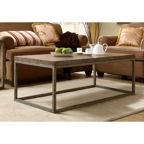 Homelegance Daria Cocktail Table In Metal Frame With Grey Weathered Wood
