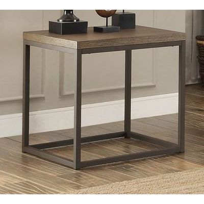 Homelegance Daria End Table In Metal Frame With Grey Weathered Wood