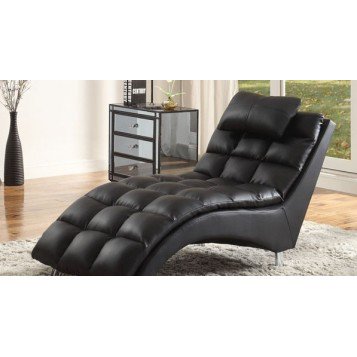 Homelegance Daye Chaise in Black Leather