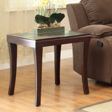 Homelegance Duane 3 Piece Slate Tile Coffee Table Set in Rich Cherry