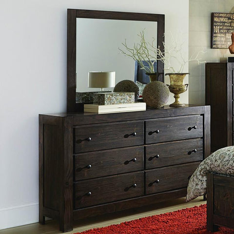 Homelegance Farrin 6 Drawer Dresser & Mirror in Dark Rustic Pine